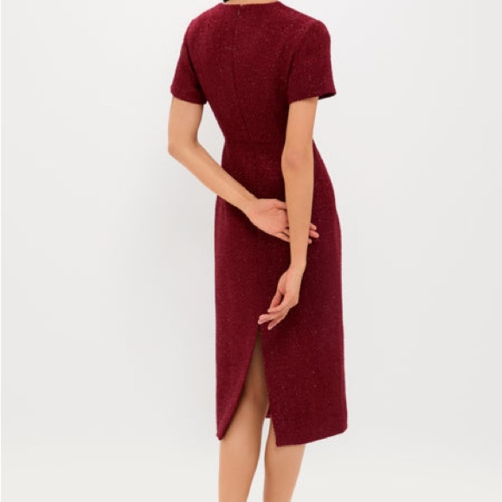NWT hyacinth house Burgundy Shimmer Boucle Pinot Midi Dress - Picture 3 of 4